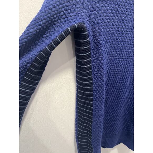 ATHLETA Marina Merino Wool Textured Turtleneck Sweater WOMEN'S Small Blue - Picture 2 of 6